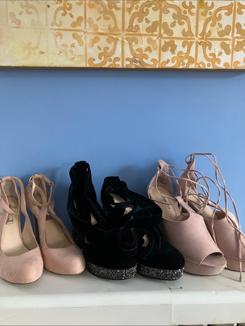 Bundle of 3 Women’s Black and Pink Platform Heels - 8